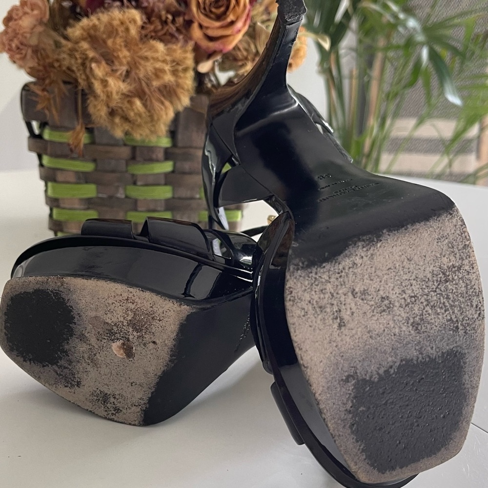 Saint Laurent tribute black patent platform sandals size 8 - Picture 6 of 8